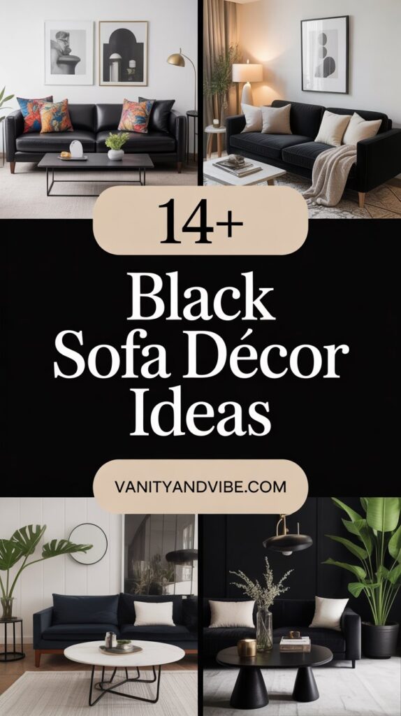 14+ Black Sofa Decor Ideas