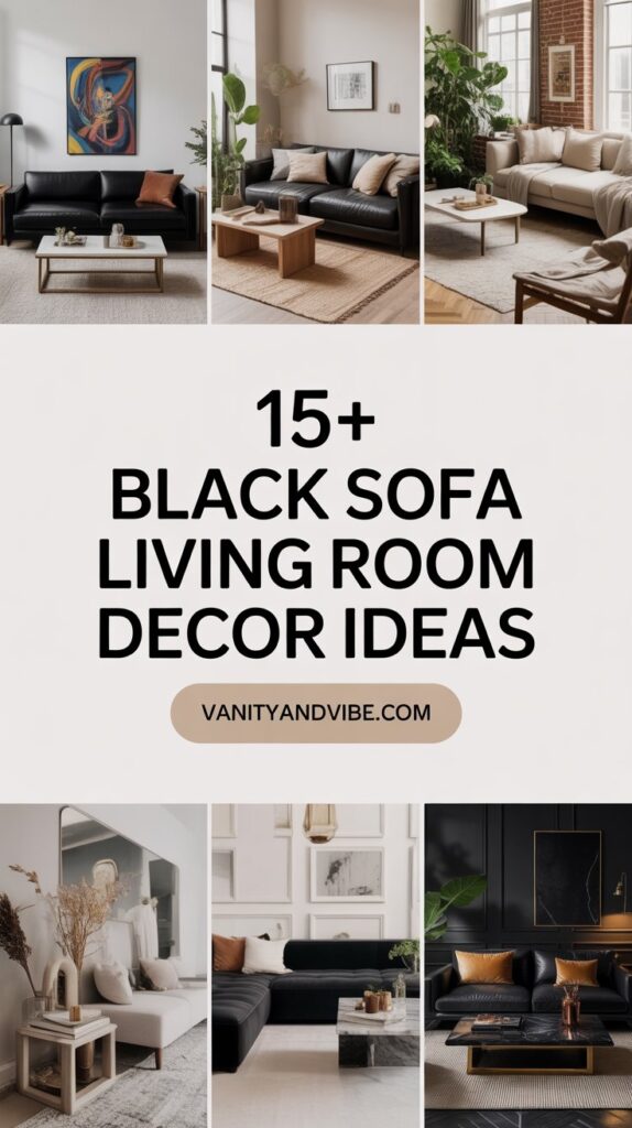 15+ Black Sofa Living Room Decor Ideas